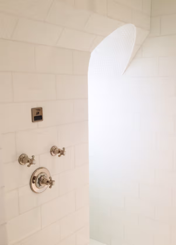 White Bathroom with custom tiles